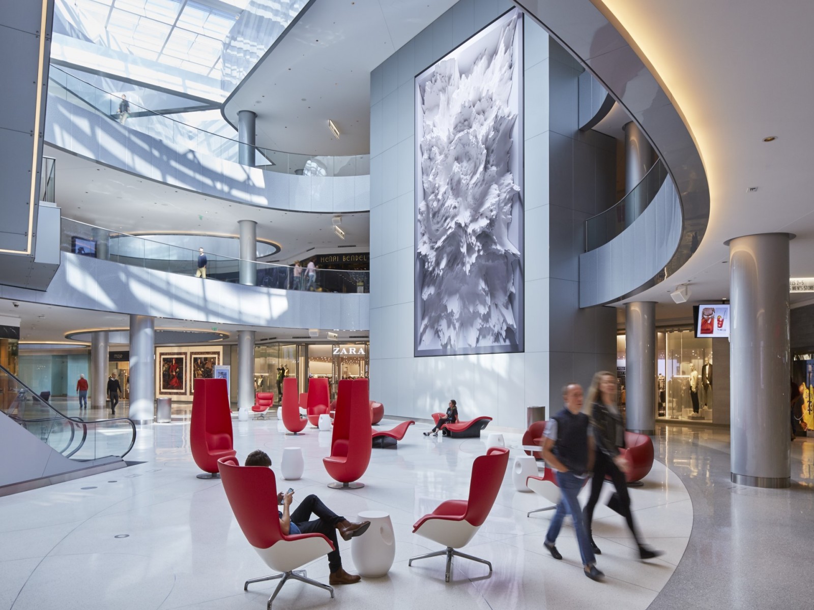 Interior view of the Beverly Center, Beverly Hills, Los Angeles